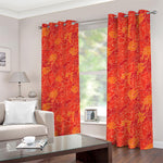 Burning Japanese Flame Pattern Print Blackout Grommet Curtains