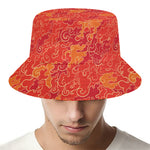 Burning Japanese Flame Pattern Print Bucket Hat