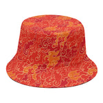 Burning Japanese Flame Pattern Print Bucket Hat