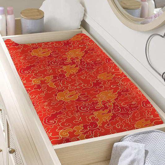 Burning Japanese Flame Pattern Print Changing Pad Cover