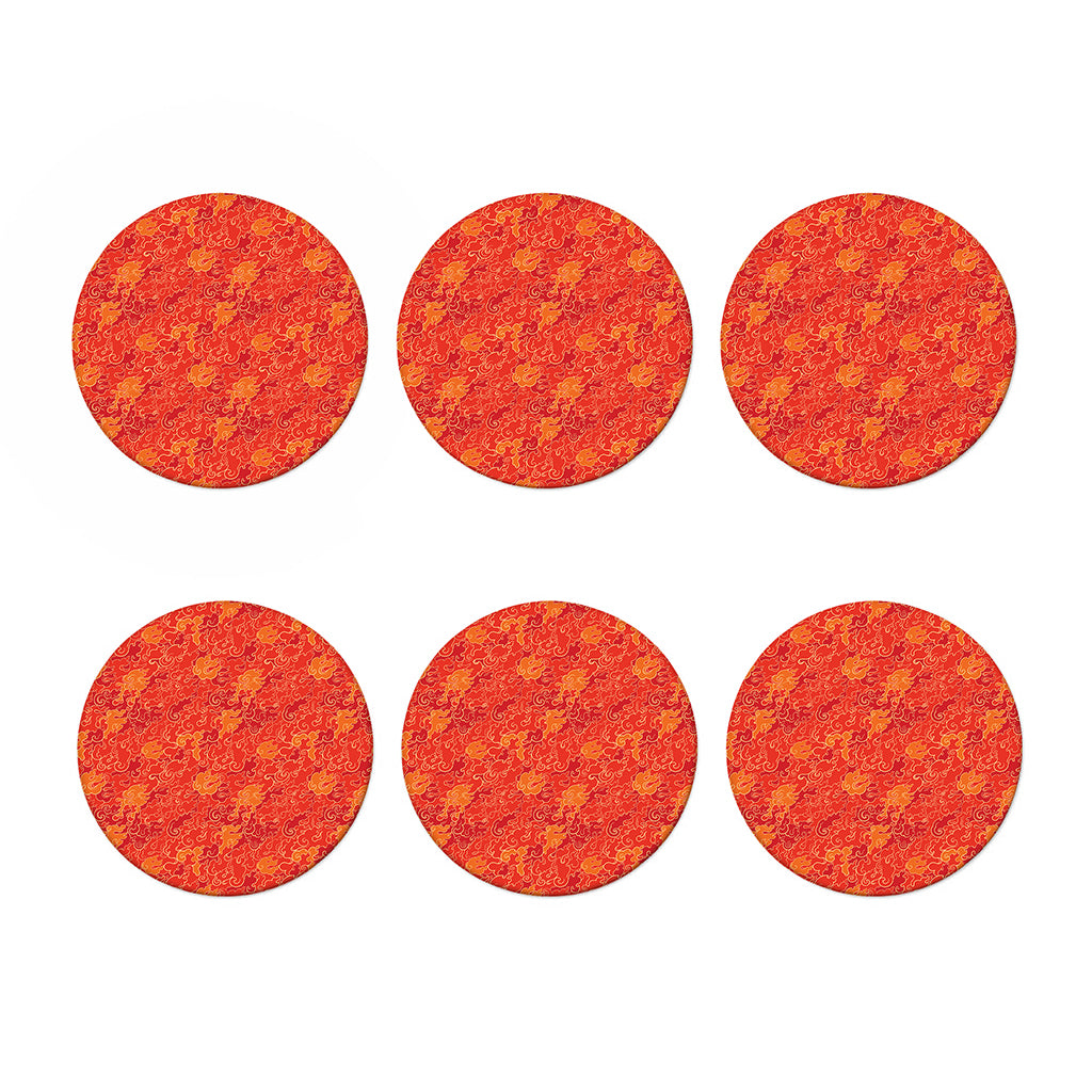Burning Japanese Flame Pattern Print Coaster Set