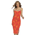 Burning Japanese Flame Pattern Print Cross Back Cami Dress