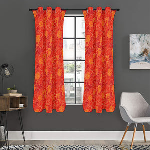 Burning Japanese Flame Pattern Print Curtain