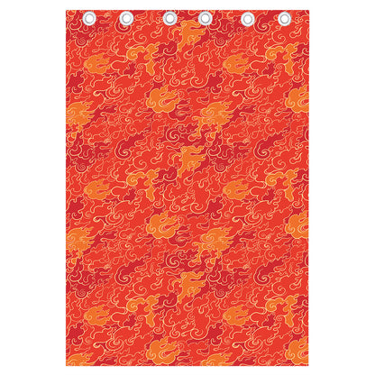 Burning Japanese Flame Pattern Print Curtain