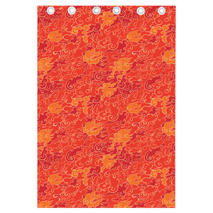 Burning Japanese Flame Pattern Print Curtain