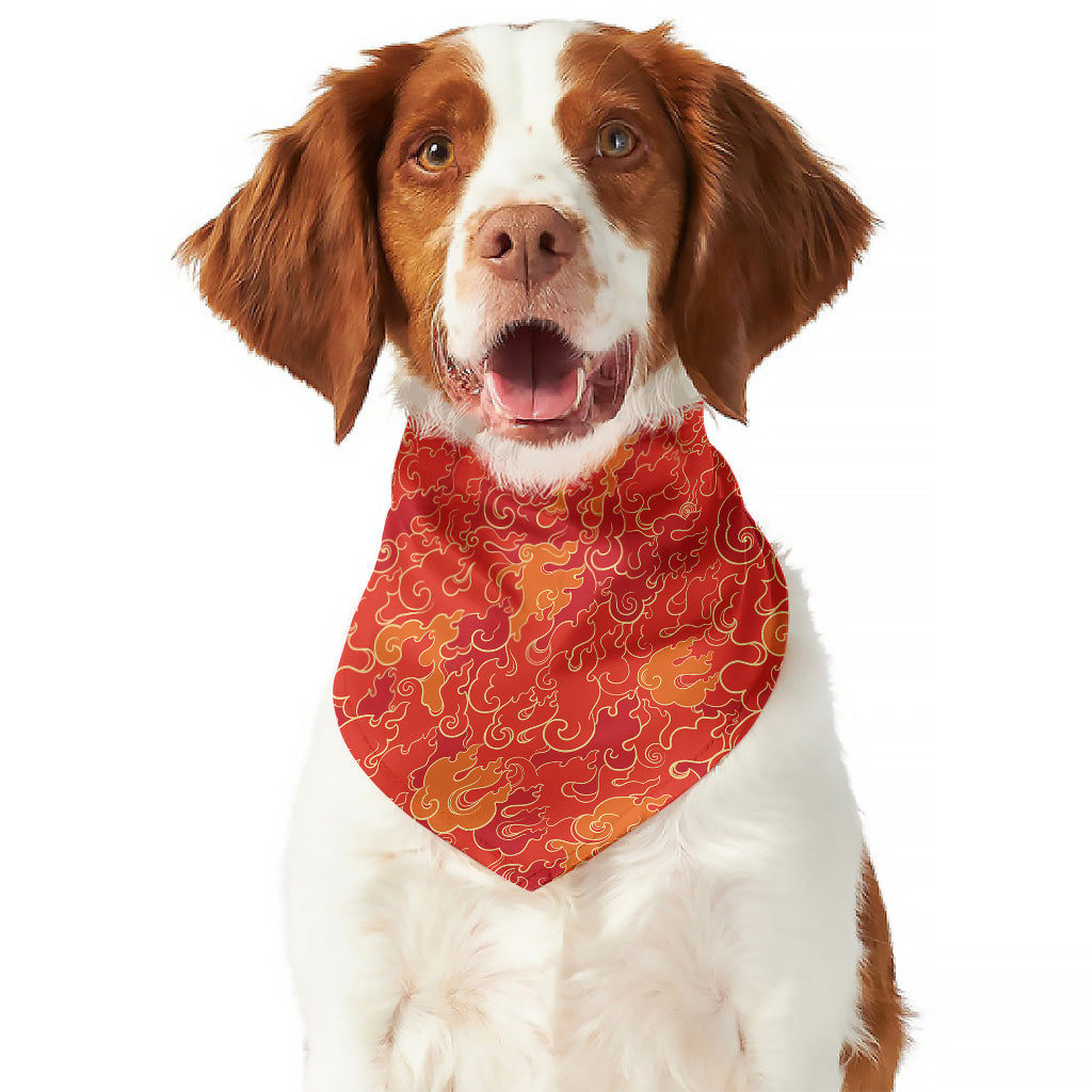 Burning Japanese Flame Pattern Print Dog Bandana