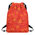 Burning Japanese Flame Pattern Print Drawstring Backpack