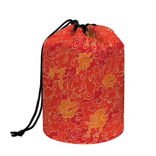 Burning Japanese Flame Pattern Print Drawstring Makeup Bag