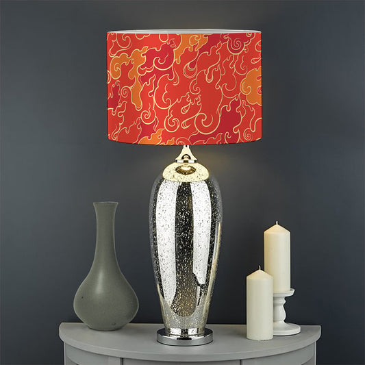 Burning Japanese Flame Pattern Print Drum Lamp Shade