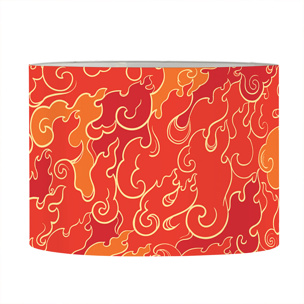 Burning Japanese Flame Pattern Print Drum Lamp Shade