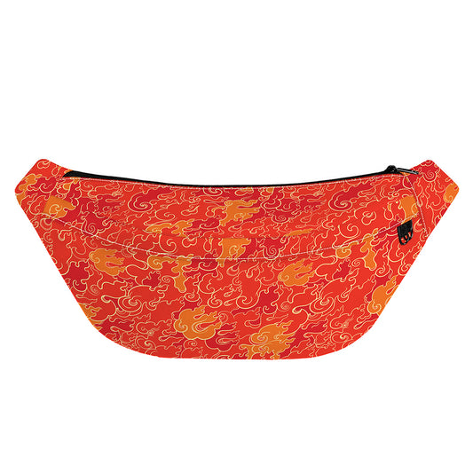 Burning Japanese Flame Pattern Print Fanny Pack