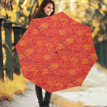 Burning Japanese Flame Pattern Print Foldable Umbrella