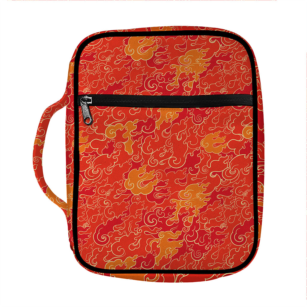 Burning Japanese Flame Pattern Print Front Pocket Bible Bag