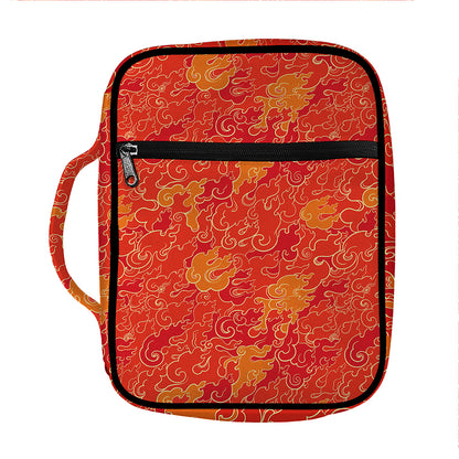 Burning Japanese Flame Pattern Print Front Pocket Bible Bag