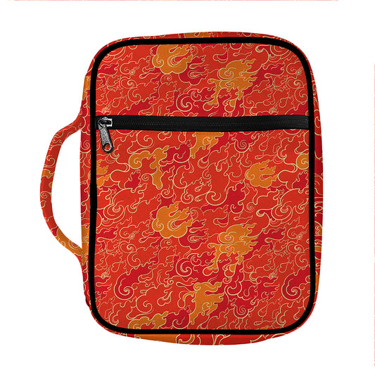 Burning Japanese Flame Pattern Print Front Pocket Bible Bag