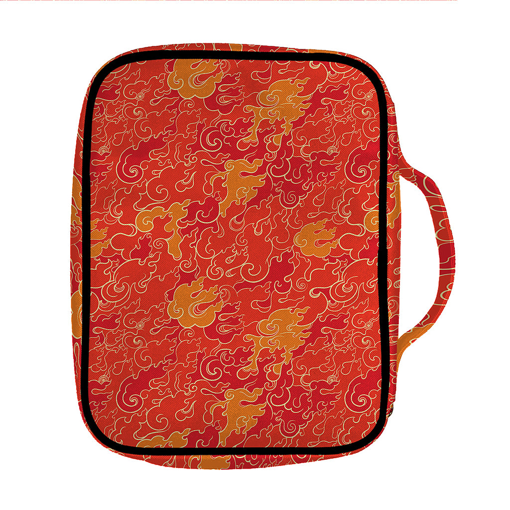 Burning Japanese Flame Pattern Print Front Pocket Bible Bag