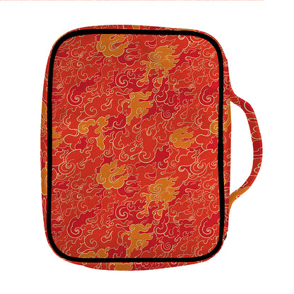 Burning Japanese Flame Pattern Print Front Pocket Bible Bag