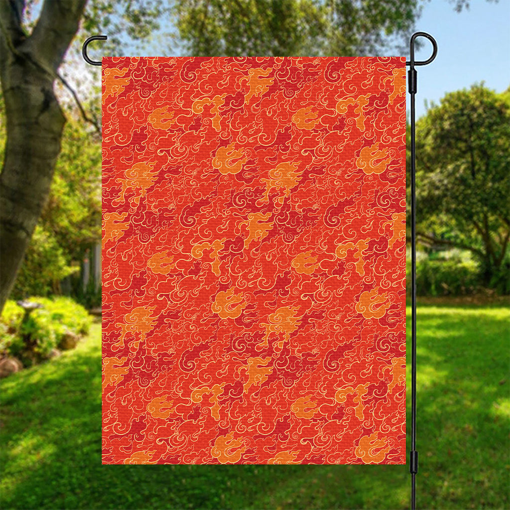 Burning Japanese Flame Pattern Print Garden Flag