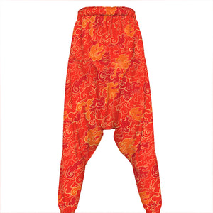 Burning Japanese Flame Pattern Print Hammer Pants