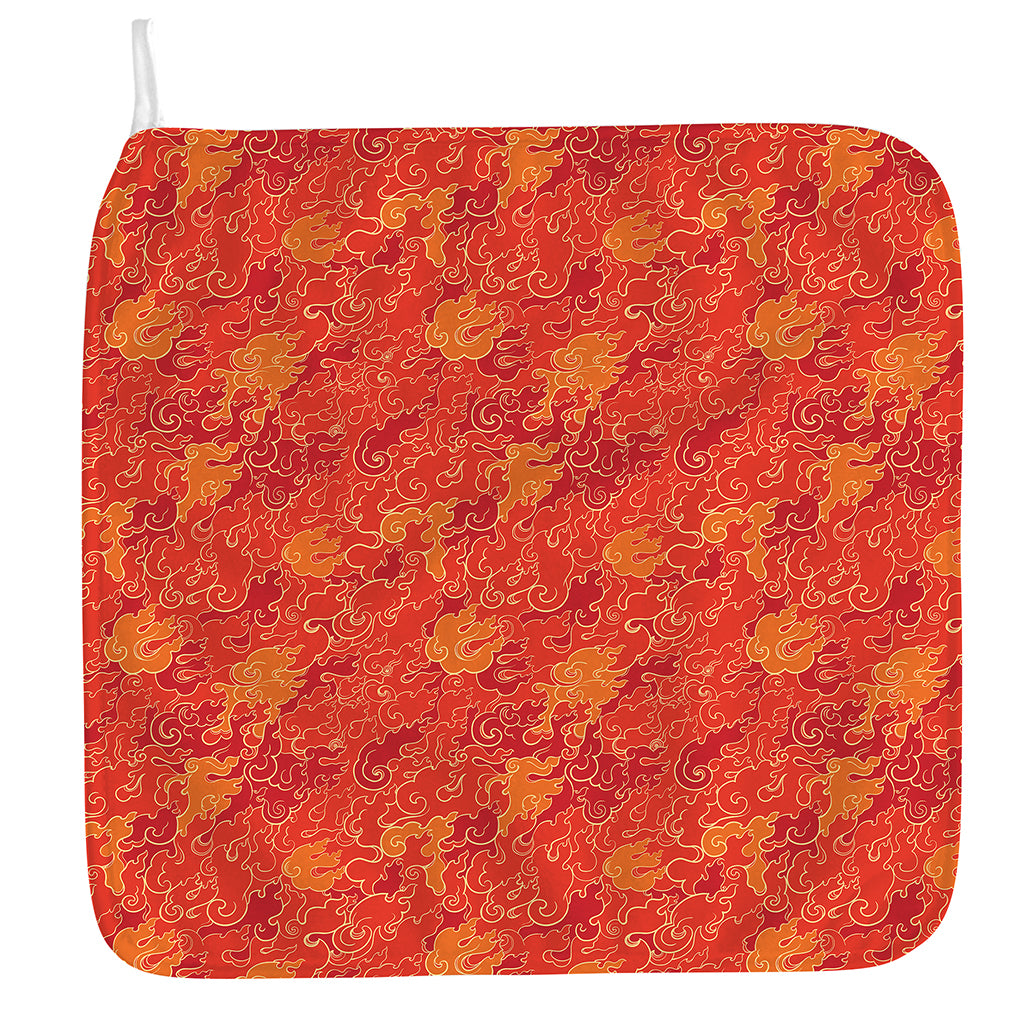 Burning Japanese Flame Pattern Print Hand Towel