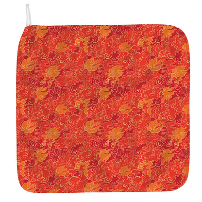 Burning Japanese Flame Pattern Print Hand Towel