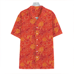 Burning Japanese Flame Pattern Print Hawaiian Shirt