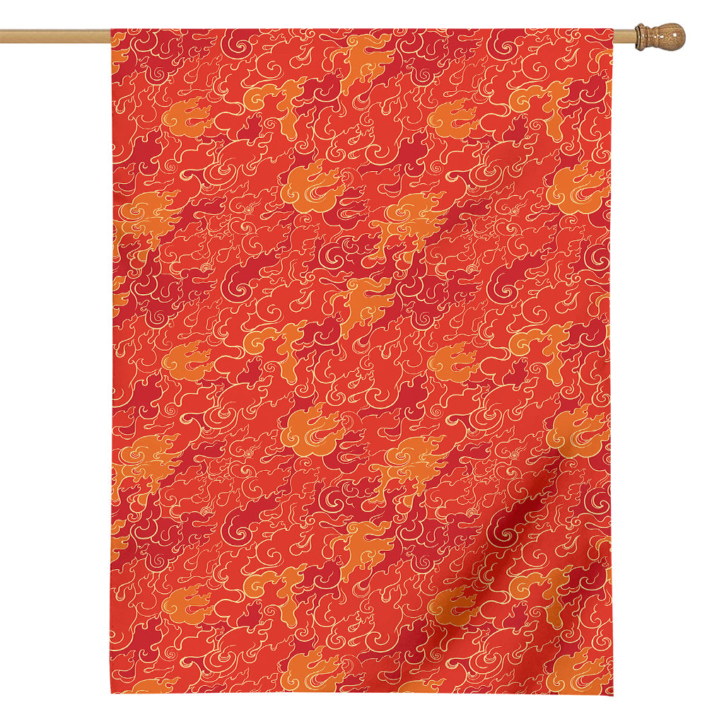 Burning Japanese Flame Pattern Print House Flag