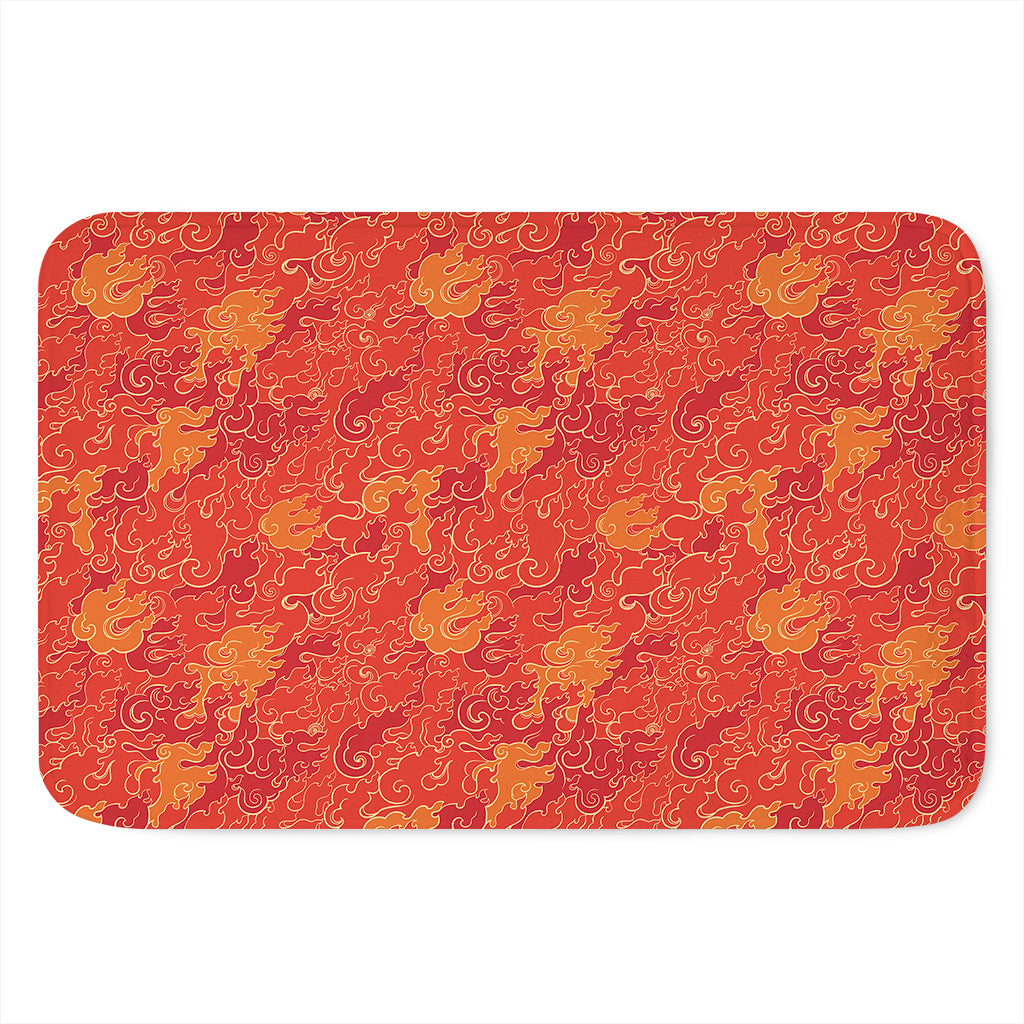 Burning Japanese Flame Pattern Print Indoor Door Mat