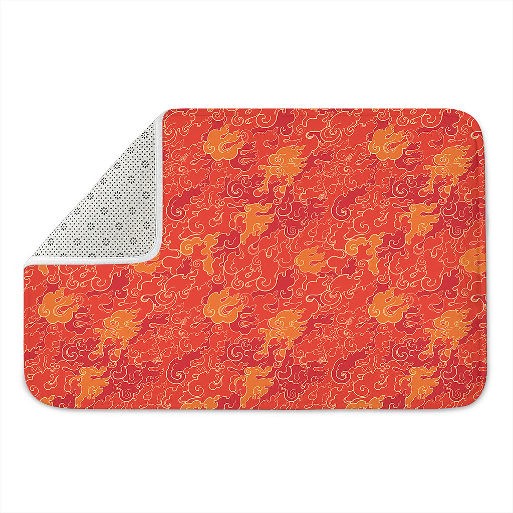 Burning Japanese Flame Pattern Print Indoor Door Mat