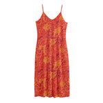 Burning Japanese Flame Pattern Print Jersey Midi Cami Dress