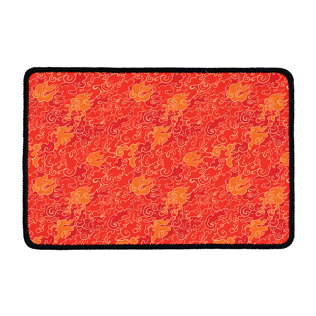 Burning Japanese Flame Pattern Print Kitchen Mat