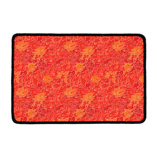 Burning Japanese Flame Pattern Print Kitchen Mat