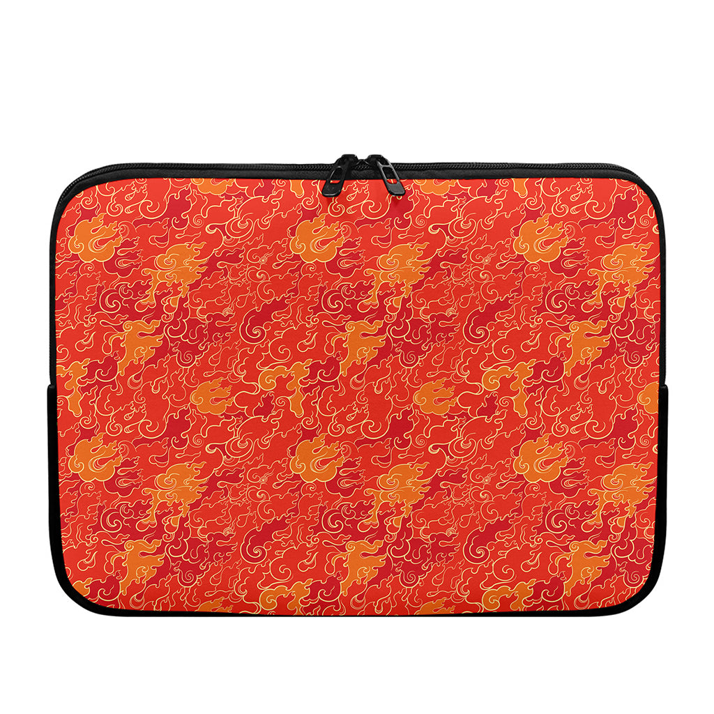Burning Japanese Flame Pattern Print Laptop Sleeve