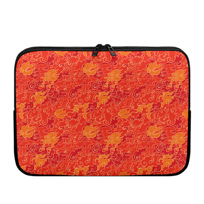 Burning Japanese Flame Pattern Print Laptop Sleeve
