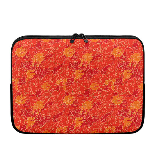 Burning Japanese Flame Pattern Print Laptop Sleeve