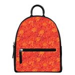 Burning Japanese Flame Pattern Print Leather Backpack