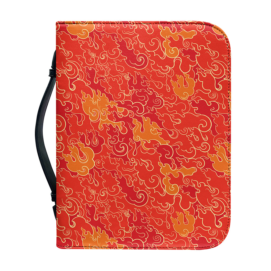Burning Japanese Flame Pattern Print Leather Bible Cover