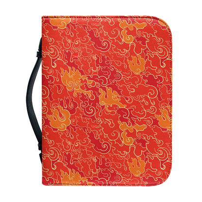 Burning Japanese Flame Pattern Print Leather Bible Cover