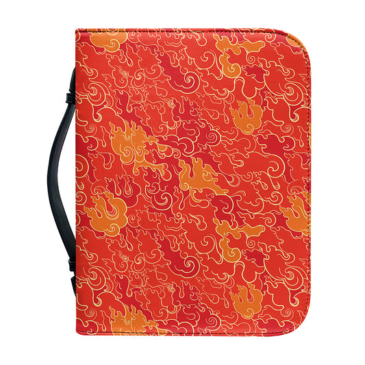 Burning Japanese Flame Pattern Print Leather Bible Cover
