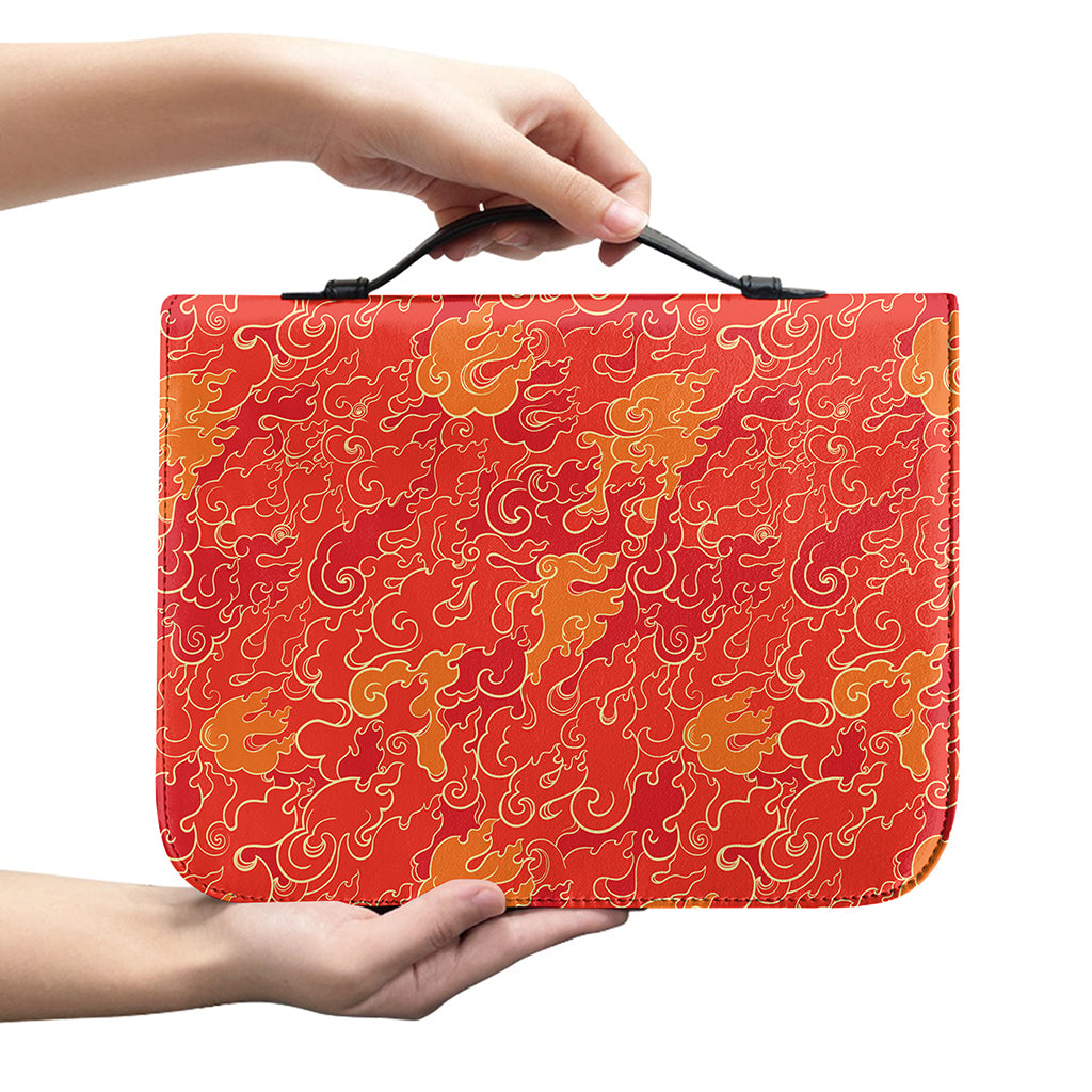Burning Japanese Flame Pattern Print Leather Bible Cover