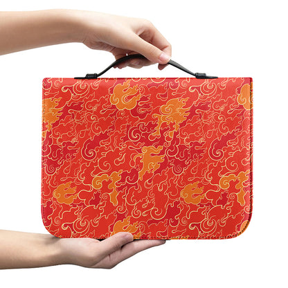 Burning Japanese Flame Pattern Print Leather Bible Cover