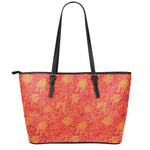 Burning Japanese Flame Pattern Print Leather Tote Bag