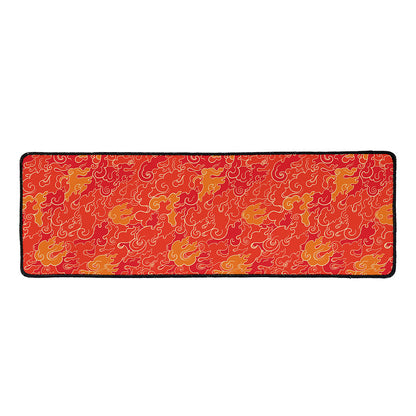 Burning Japanese Flame Pattern Print Long Kitchen Mat