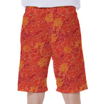 Burning Japanese Flame Pattern Print Men's Beach Shorts