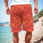 Burning Japanese Flame Pattern Print Men's Cargo Shorts