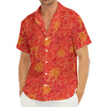 Burning Japanese Flame Pattern Print Men's Deep V-Neck Shirt