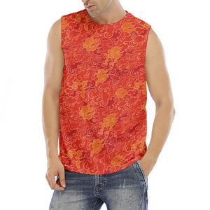 Burning Japanese Flame Pattern Print Men's Fitness Tank Top