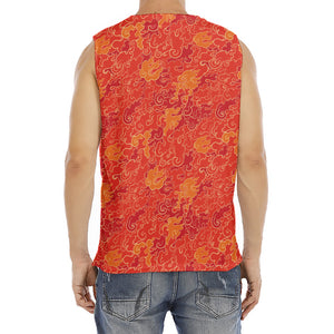 Burning Japanese Flame Pattern Print Men's Fitness Tank Top