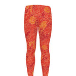 Burning Japanese Flame Pattern Print Men's leggings