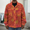 Burning Japanese Flame Pattern Print Men's Shirt Jacket